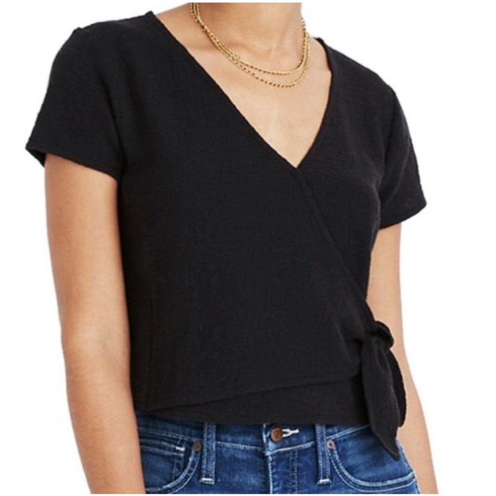 Madewell texture & thread wrap tie top - size XS